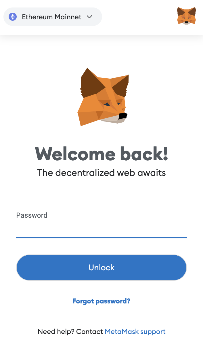 Metamask browser extension on Google Chrome.