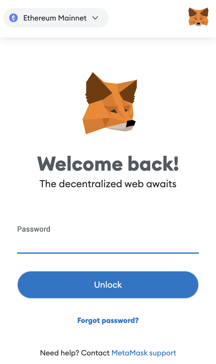 MetaMask browser extension for Google Chrome.