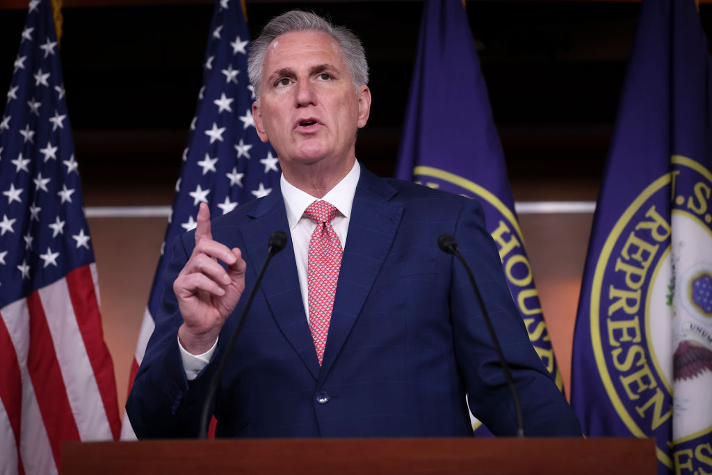 Speaker of the House Kevin McCarthy at a press conference