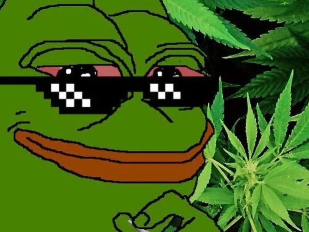 Meme of Pepe Coin memecoin on April 20th, or 4/20. Source: Getty