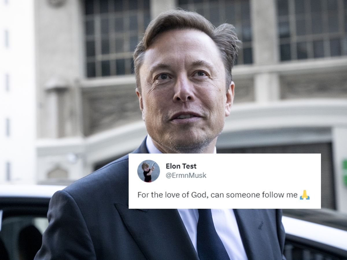Elon Musk outside a court. Musk's alleged alternative Twitter account was found.